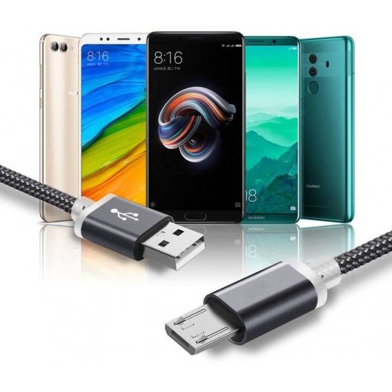 Посилений Micro USB кабель з довгим з'єднувачем
