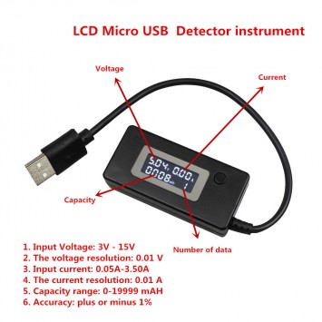 Тестер USB KCX 017, чорний - Запчастини для смартфонів, планшетів - зображення 1 