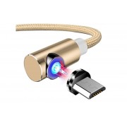 Кутовий Micro USB магнітний кабель Topk, золотой
