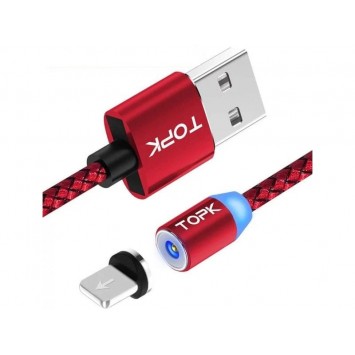 Красный магнитный кабель Topk для Iphone (Lightning)