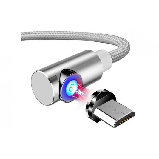 Кутовий Micro USB магнітний кабель Topk, сірий