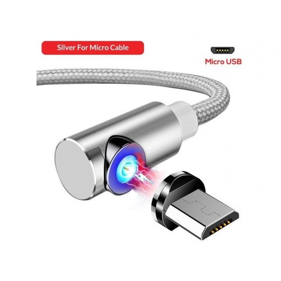 Кутовий Micro USB магнітний кабель Topk, сірий