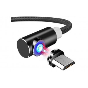 Кутовий Micro USB магнітний кабель Topk, чорний Кутовий Micro USB магнітний кабель Topk, чорний