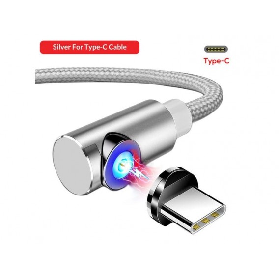 Сірий магнітний кабель Type C на Samsung, Xiaomi, Huawei та інші - TOPK