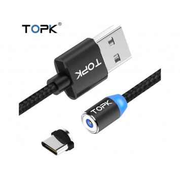 Чорний магнітний кабель USB Type C, Topk - Type-C кабелі - зображення 1 