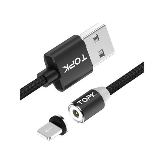 Магнітний кабель Lightning (на Iphone) для зарядки Topk, чорний