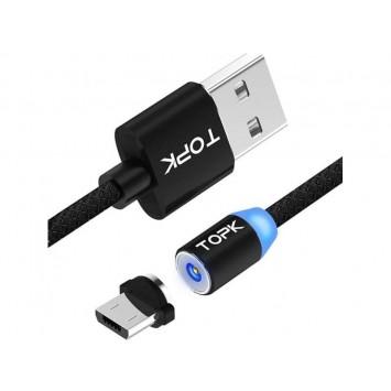 Черный магнитный кабель Topk Micro USB