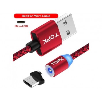 Червоний магнітний кабель Topk Micro USB - MicroUSB кабелі - зображення 1 