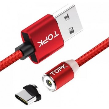 Красный магнитный кабель Topk USB Type C