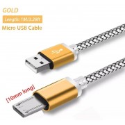 Усиленный Micro USB-кабель с длинным штекером, золотой
