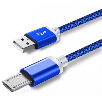 Усиленный Micro USB-кабель с долгим соединителем, синий
