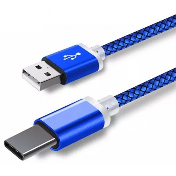 Type C USB кабель для защищенных смартфонов на 2 метра, синий