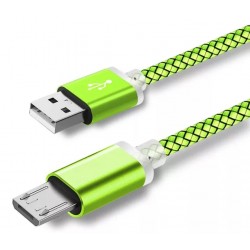 Micro USB кабель с коннектором 9 мм, усиленный, зеленый