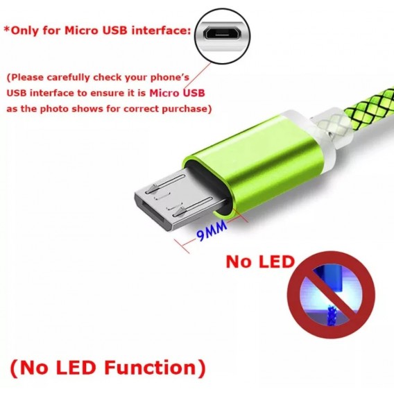 Усиленный Micro USB кабель с долгим соединителем, зеленый