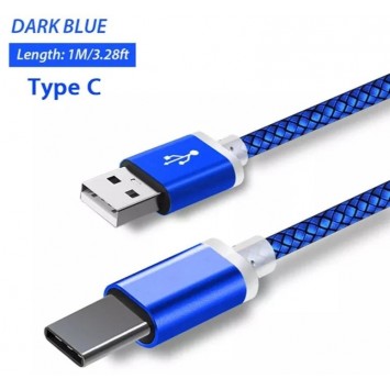Type C USB-кабель з довгим з'єднувачем, синій - Type-C кабелі - зображення 1 