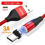 Магнитный кабель type c для быстрой зарядки TOPK,  красный