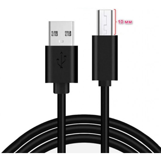 Micro USB-кабель з довгим штекером 10 мм, чорний