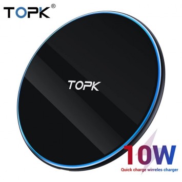 Безпровідна зарядка TOPK з підтримкою швидкої зарядки 10W (Чорний)