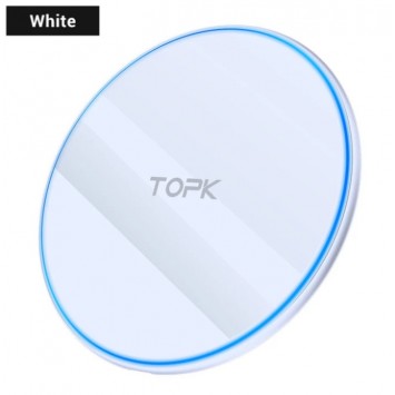 Беспроводная зарядка TOPK с поддержкой быстрой зарядки 10W (Белый)