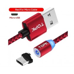 Магнітний Micro USB кабель 2 м, Topk (Червоний)