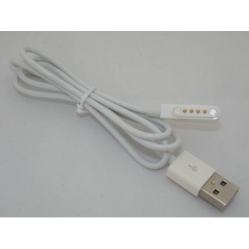 Магнитный USB кабель для смарт-часов No.1 D6 длиной 50 см в белом цвете