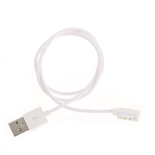 Магнітний USB кабель зарядки для розумних годинників 2 коннектора, 7.62 мм., Білий