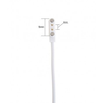 Белый магнитный USB кабель зарядки с двумя коннекторами и толщиной 4 мм. предназначен для умных часов