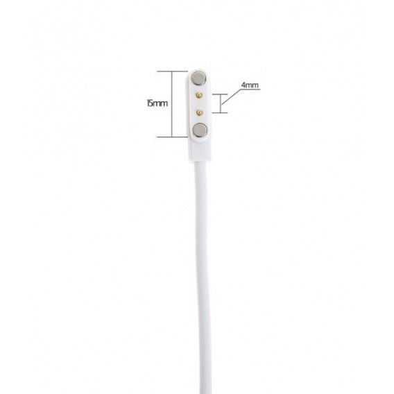 Магнитный USB кабель зарядки для умных часов 2 коннектора, 4 мм., Черный