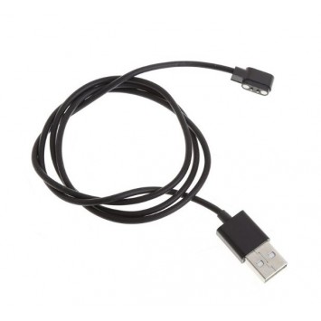 Черный магнитный USB-кабель для смарт-часов с двумя контактами и диаметром 4 мм