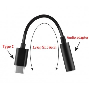 Перехідник на навушники з Type C, чорний - Type-C кабелі - зображення 1 