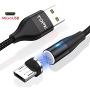 Micro USB магнитный кабель для быстрой зарядки TOPK, черный