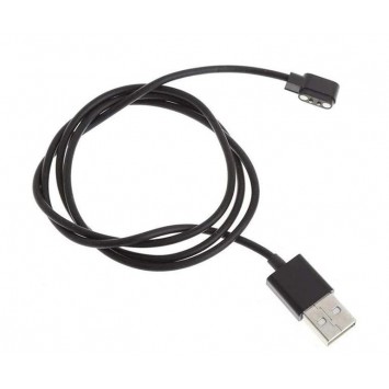 Чорний магнітний USB кабель зарядки для розумних годинників з 2 коннекторами, 2.84 мм