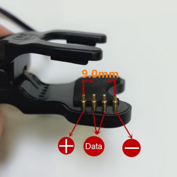 Кабель зарядки для умных часов 4 коннектора 9 mm (универсальный), черного цвета