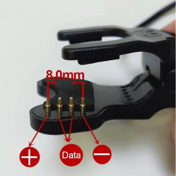 Кабель зарядки для умных часов 4 коннектора 8 mm (универсальный), черного цвета
