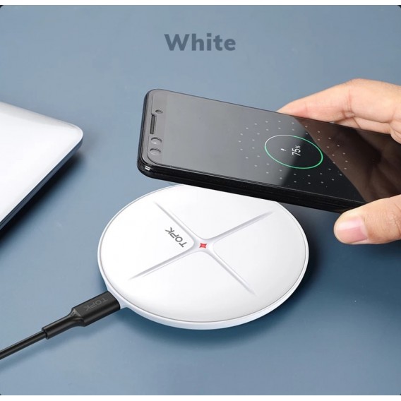 Бездротовий зарядний пристрій TOPK B09W (швидке заряджання 10W), білий