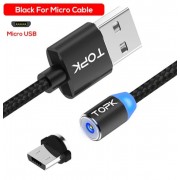 Магнітний USB Micro USB кабель 2 м, Topk (Чорний)