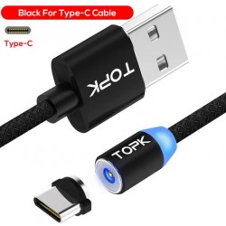 Магнітний USB Type C кабель 2 м, Topk (Чорний)