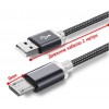 Micro USB кабель з довгим штекером 9 мм, 2 м, Чорний