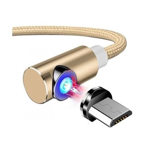 Магнітний Micro USB кабель кутовий Topk, 2 метри (Gold)