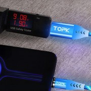 Магнітний кабель для зарядки Айфона з швидкою зарядкою який світиться, TOPK (блакитний)
