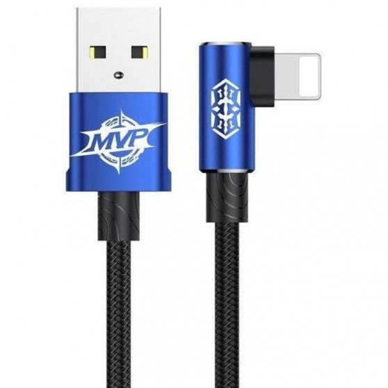 Кабель зарядки на Айфон Baseus MVP Elbow Lightning Cable 2.4A (1m) (CALMVP) (blue)