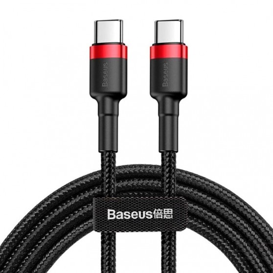 Дата кабель Baseus Cafule Type-C to Type-C Cable PD 2.0 60W (1m) (CATKLF-G) (Чорний/Червоний)