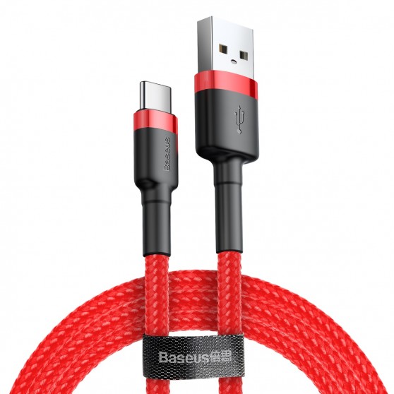 Кабель заряджання та синхронізації Baseus Cafule Type-C Cable 3A (0.5m) (CATKLF-A) (Червоний)