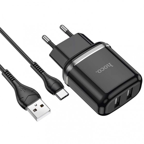 СЗУ Hoco N4 (2USB/2.4A) + Type-C (Чорний)