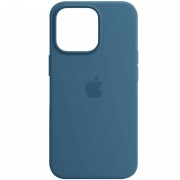 Чехол для iPhone 13 Pro Max - Silicone case (AAA) full with Magsafe and Animation (Синий / Blue Jay)