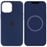 Чохол для Apple iPhone 12 Pro / 12 (6.1"") - Silicone case (AAA) full with Magsafe and Animation (Синій / Navy blue)