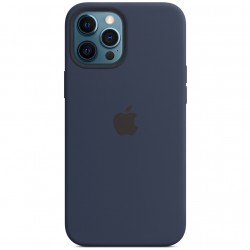Чохол для Apple iPhone 12 Pro Max (6.7"") - Silicone case (AAA) full with Magsafe and Animation (Синій / Deep navy)