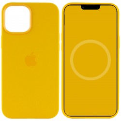 Чохол для Apple iPhone 12 Pro Max (6.7"") - Silicone case (AAA) full with Magsafe and Animation (Жовтий / Sunflower)