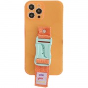 Чехол для Apple iPhone 12 Pro Max (6.7"") - Handfree с цветным ремешком (Оранжевый)