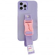 Чохол для Apple iPhone 12 Pro Max (6.7"") - Handfree з кольоровим ремінцем (Фіолетовий)